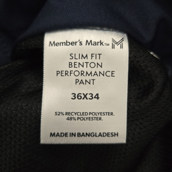 Member's Mark Men's Slim Fit Benton Performance Pant. Color: Dark Navy. Size 36x - Picture 6 of 7